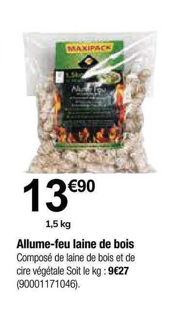 allume feu laine de bois