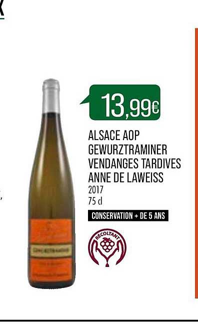 alsace aop gewurztraminer vendanges tardives anne de laweiss