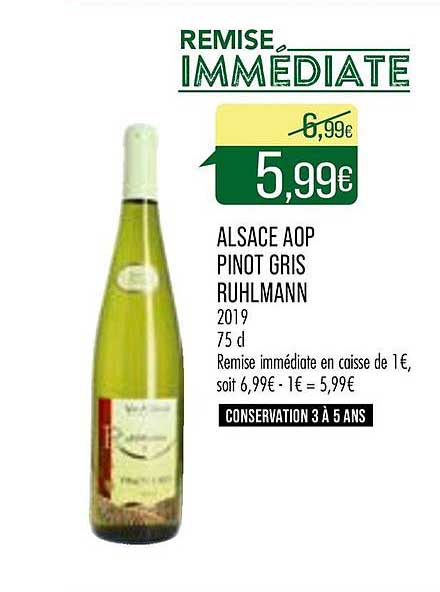 alsace aop pinot gris ruhlmann remise immédiate