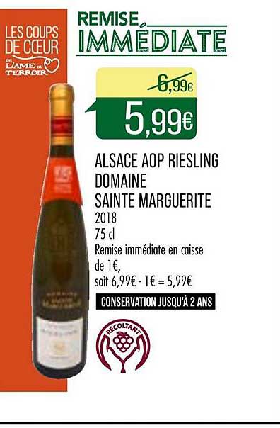 alsace aop riesling domaine sainte marguerite remise immédiate