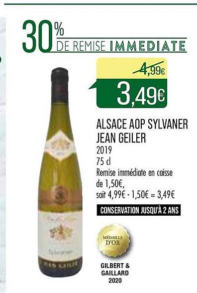 alsace aop sylvaner jean geiler 30% de remise immédiate