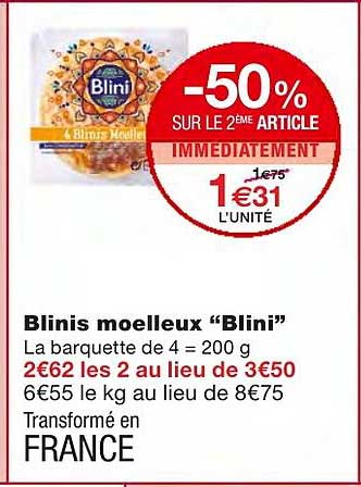 blinis moelleux "blini" -50% sur le 2ème article immédiatement