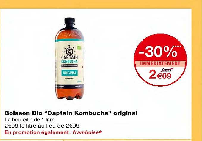boissons bio "captain kombucha" original -30% immédiatement