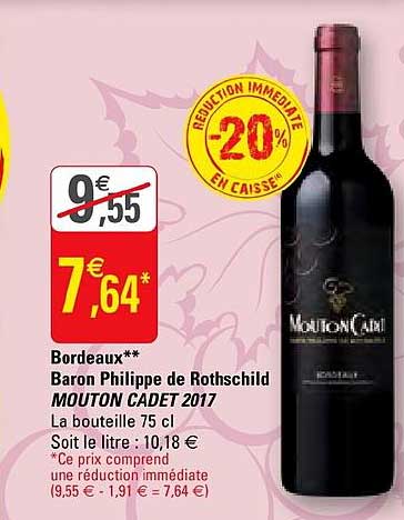 Bordeaux Baron Philippe De Rothschild Mouton Cadet 2017