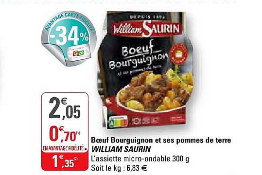 bœuf bourguignon et ses pommes de terre william saurin