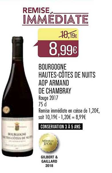 bourgogne haute côtes de nuits aop armand de chambray remise immédiate