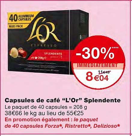 capsules de café l'or splendente -30% immédiatement