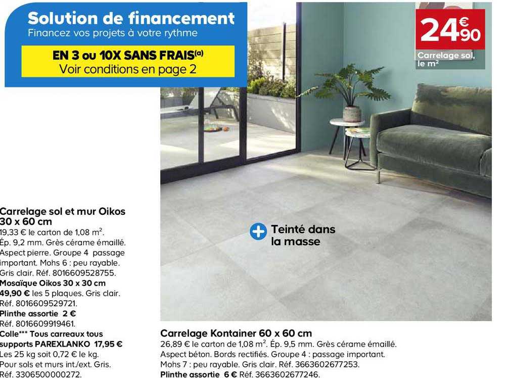 carrelage sol et mur oikos 30x60 cm