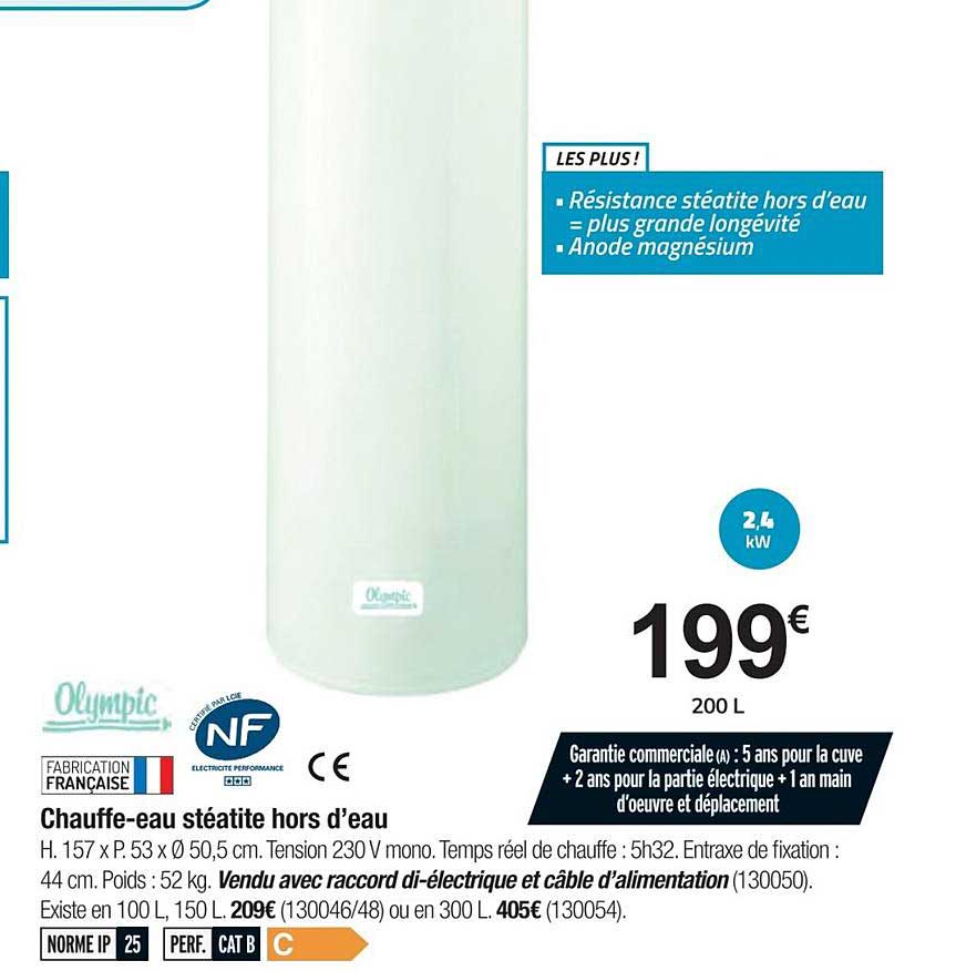 Chauffe Eau Stéatite Hors D'eau Olympic Nf