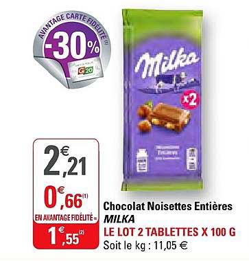 Chocolat Noisettes Entières Milka