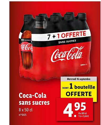 coca cola sans sucres dont 1 bouteille offerte