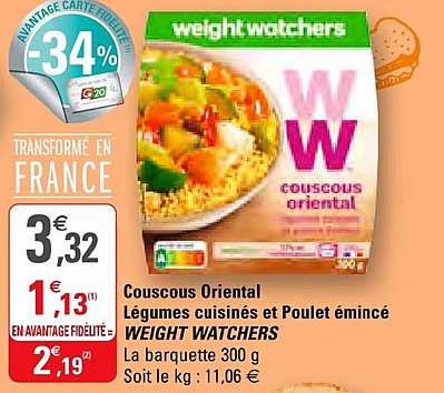 couscous oriental légumes cuisinés et poulet émincé weight watchers
