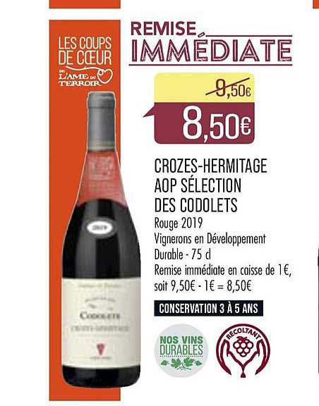 crozes hermitage aop sélection des codolets remise immédiate
