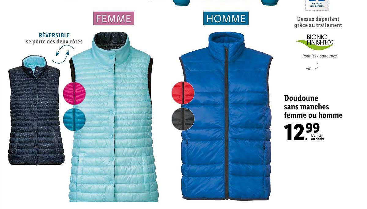 doudoune sans manches femme ou homme