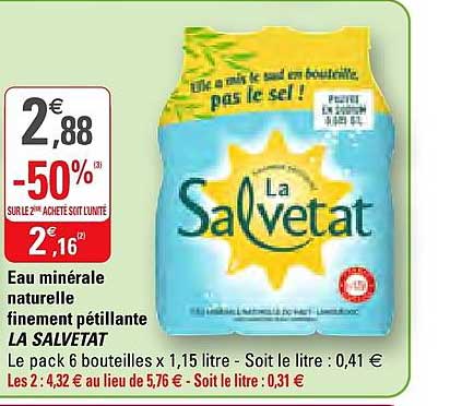 eau minérale naturelle finement pétillante la salvetat