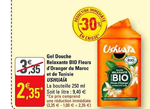 Gel Douche Relaxante Bio Fleurs D'oranger Du Maroc Et De Tunisie Ushuaïa