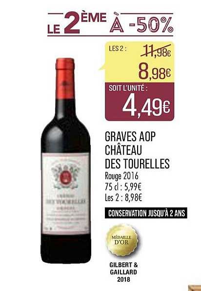 graves aop château des tourelles le 2ème à -50%