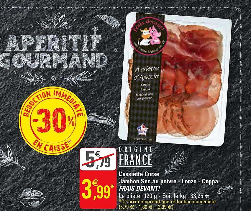 l'assiette corse jambon sec au poivre lonzo coppa frais devant!