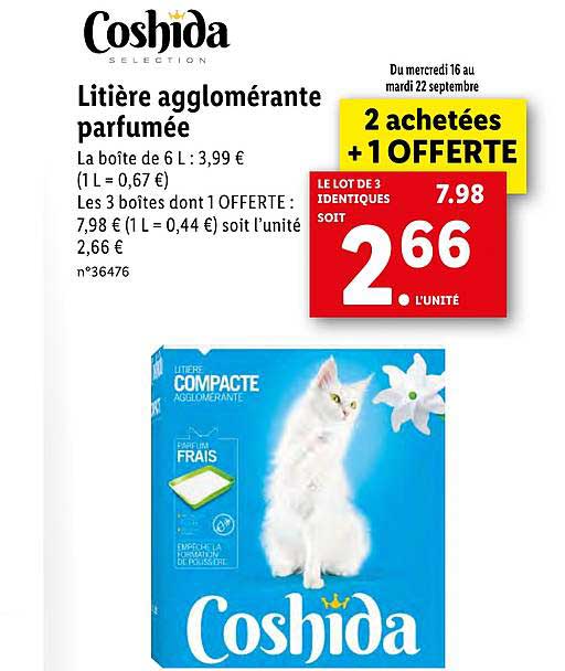 Litière Agglomérante Parfumée 2 Achetées + 1 Offerte