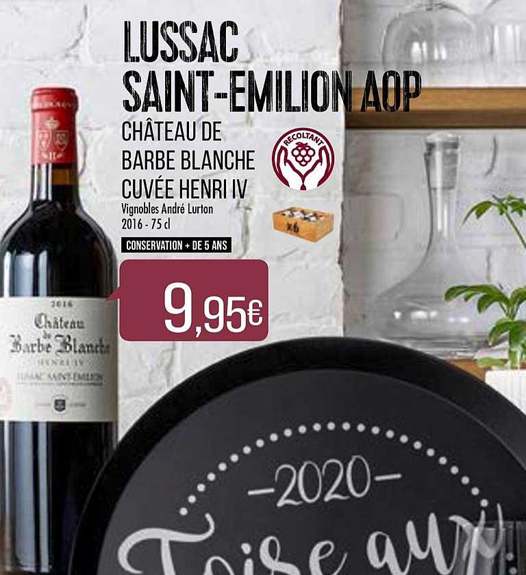 lussac saint emilion aop château de barbe blanche cuvée henri iv