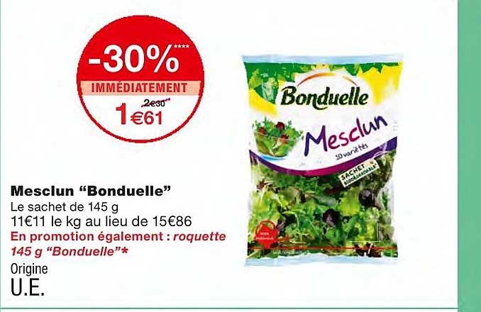 mesclun "bonduelle" -30% immédiatement