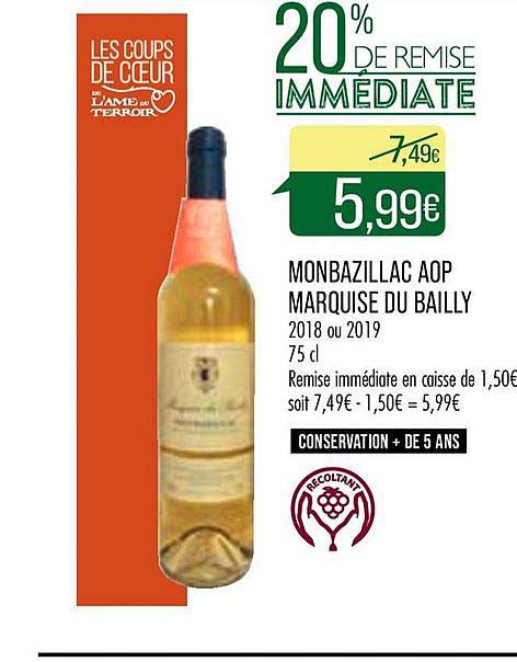 monbazillac aop marquise du bailly 20% de remise immédiate