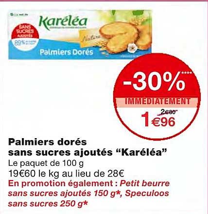 palmiers dorés sans sucres ajoutés karéléa -30% immédiatement