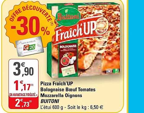pizza fraîch'up bolognaise boeuf tomates mozzarella oignons buitoni