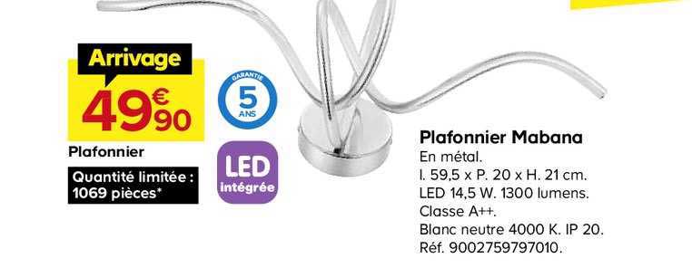 plafonnier mabana led intégrée