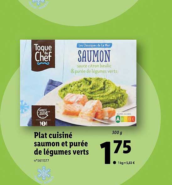 Plat Cuisiné Saumon Et Purée De Légumes Verts
