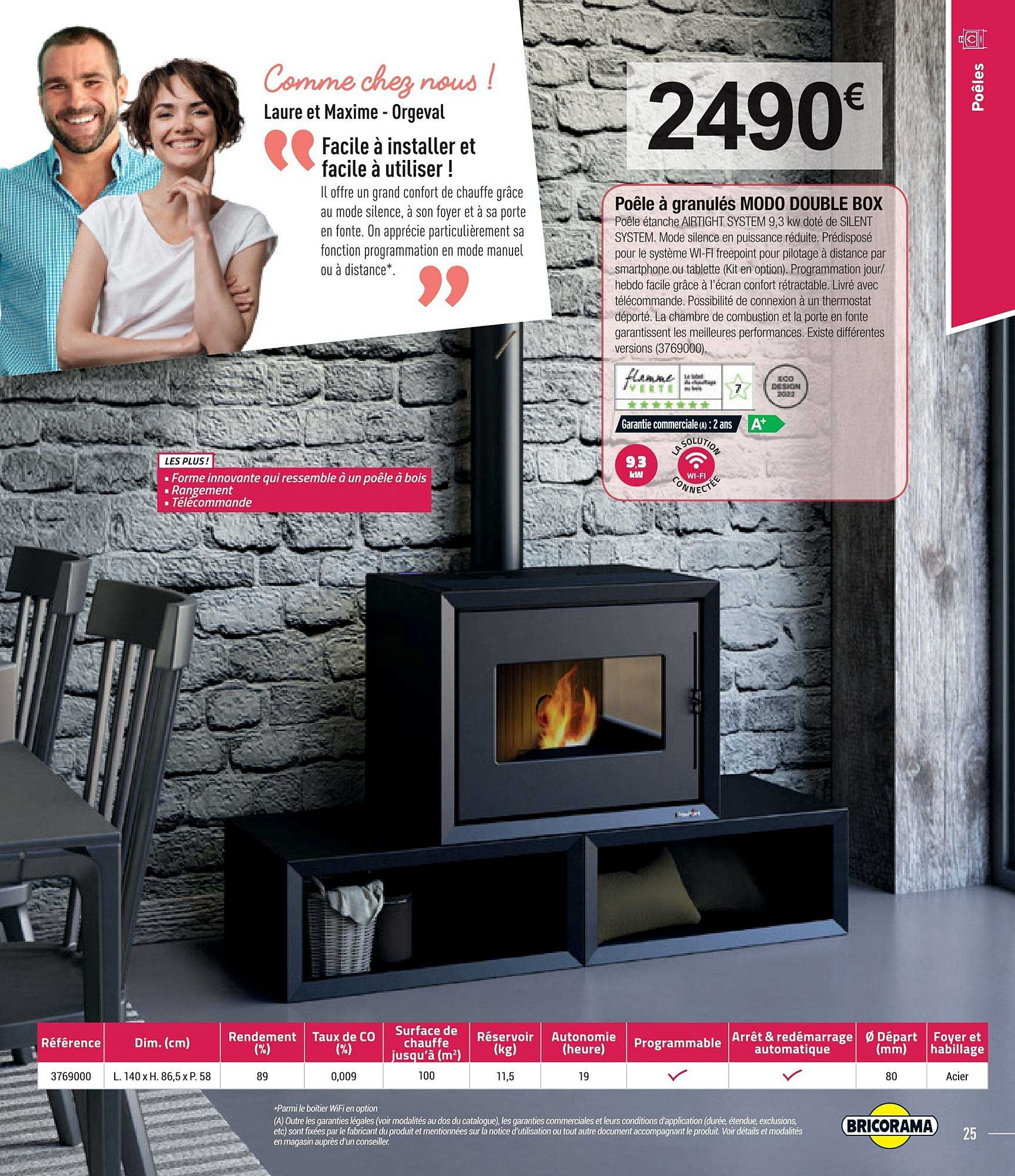 poêle à granulés modo doubel box