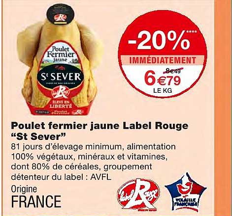 poulet fermier jaune label rouge "st sever" -20% immédiatement