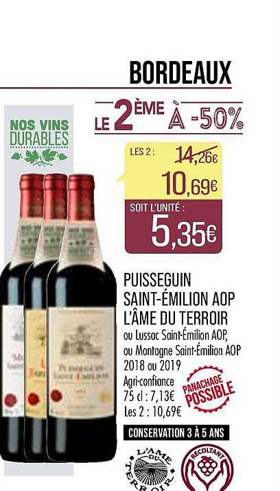 puisseguin saint émilion aop l'âme du terroir le 2ème à -50%