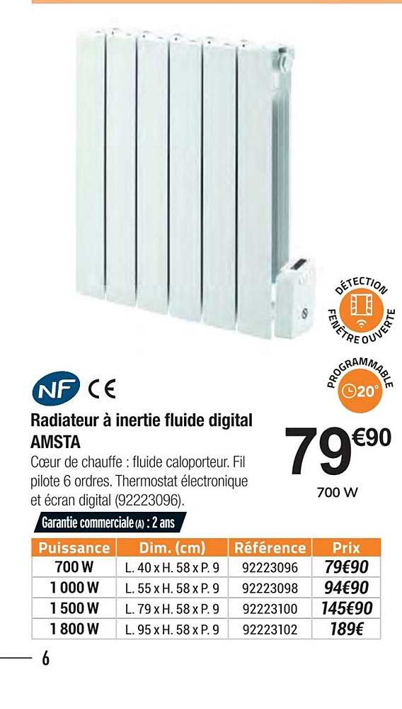 Radiateur à Inertie Fluide Digital Amsta Nf