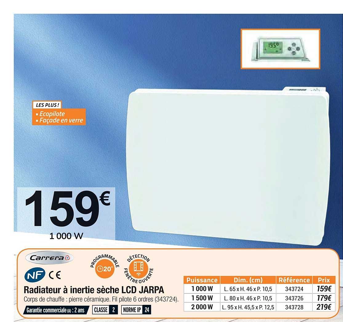 radiateur à inertie sèche lcd jarpa carrera nf