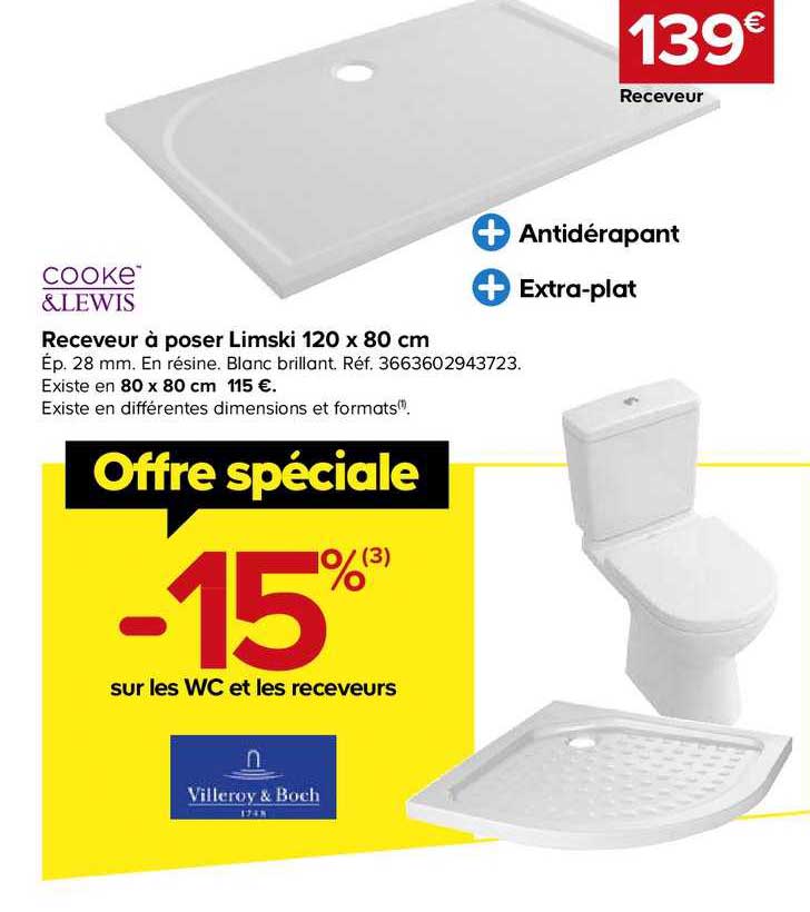 receveur à poser limski 120x80 cm