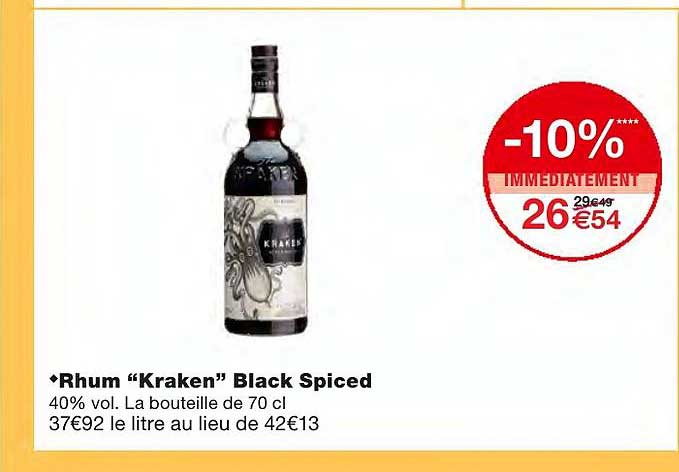 rhum "kraken" black spiced -10% immédiatement