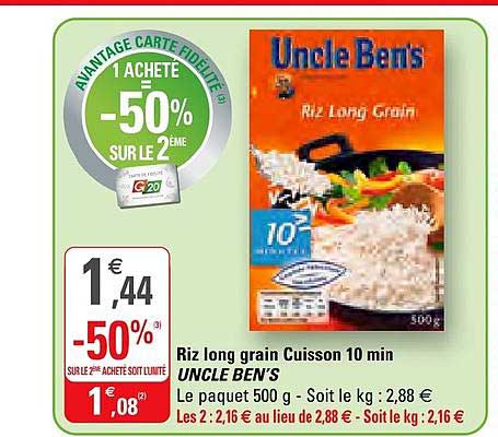 riz long grain cuisson 10 min uncle ben's