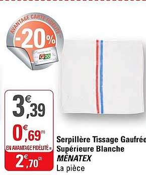 serpillière tissage gaufrée supérieure blanche ménatex