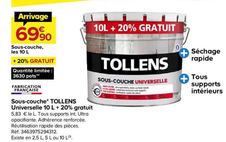 sous couche tollens universelle 10 l + 20% gratuit