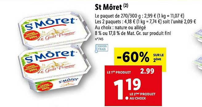 st möret -60% sur le 2ème
