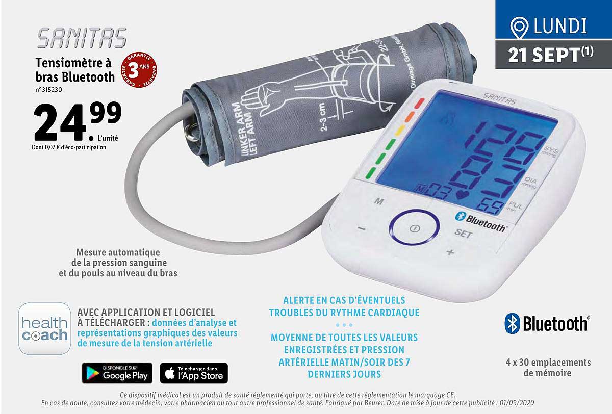 Tensiomètre à Bras Bluetooth Sanitar