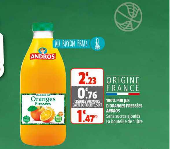 100% pur jus d'oranges pressées andros