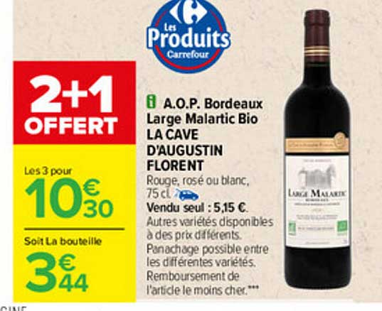 a.o.p. bordeaux large malartic bio la cave d'augustin florent