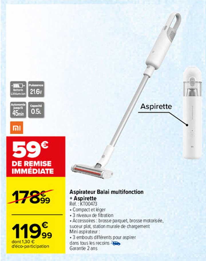 aspirateur balai multifonction + aspirette xiaomi