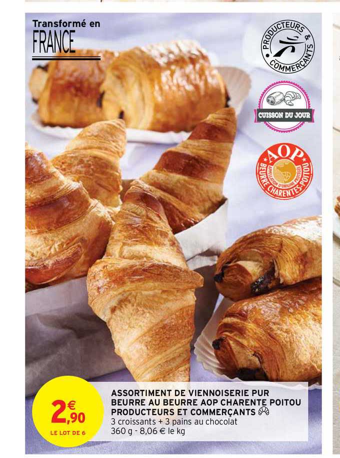 assortiment de viennoiserie pur beurre au beurre aop charente poitou producteurs et commerçants