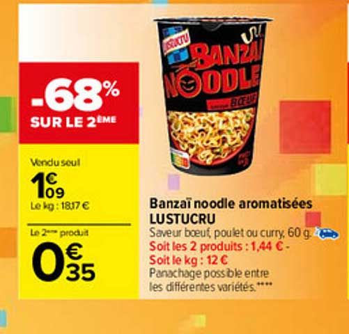 banzaï noodle aromatisées lustucru