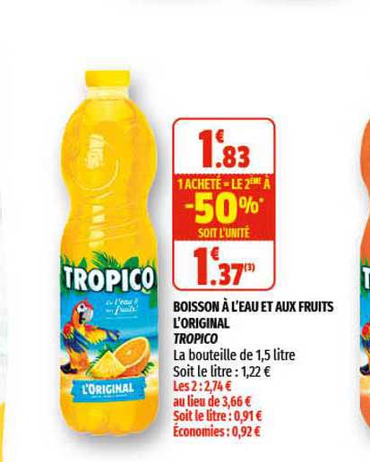 boisson à l'eau et aux fruits l'original tropico