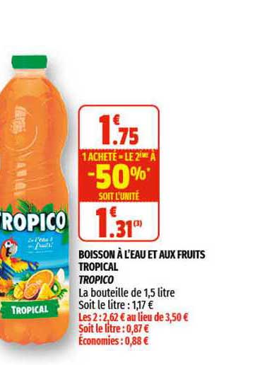 boisson à l'eau et aux fruits tropical tropico