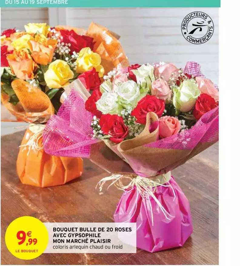 bouquet bulle de 20 roses avec gypsophile mon marché plaisir